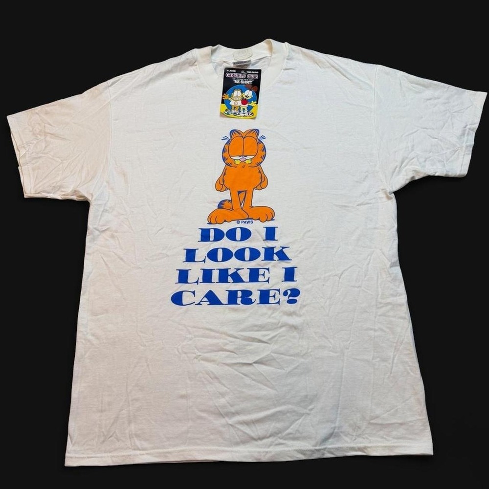 Vintage Garfield "Do I Look Like I Care?" cotton t-shirt XL brand new